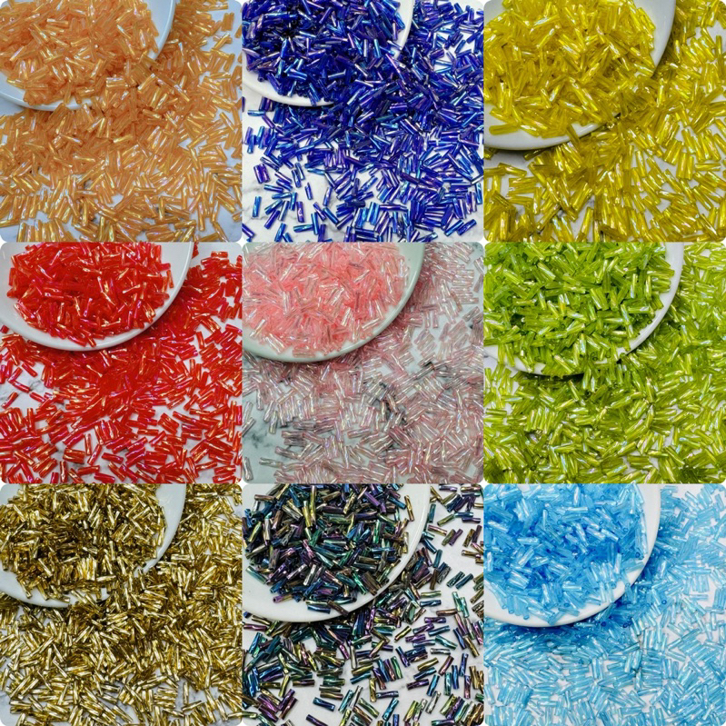 100g -450G hạt cườm xoắn ống trúc 6mm đủ màu đính kết quần áo