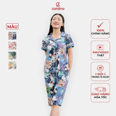 Đồ bộ nữ CARDINA chất liệu đũi thô họa tiết trẻ trung kiểu dáng thanh lịch nhẹ nhàng trẻ trung 4PCL01