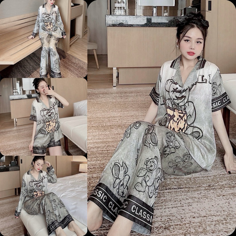 ĐỒ BỘ PIJAMA LỤA XƯỚC ÁNH KIM 5D THIẾT KẾ MỚI HUDO SANG CHẢNH