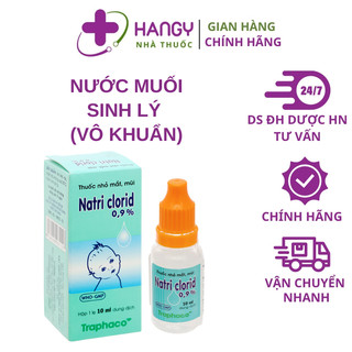 Nước muối sinh lý Natri Clorid 0,9% của Traphaco, Vô khuẩn nhờ công nghệ kín - Lọ 10 ml
