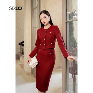Chân váy bút chì đỏ đậm sixdo