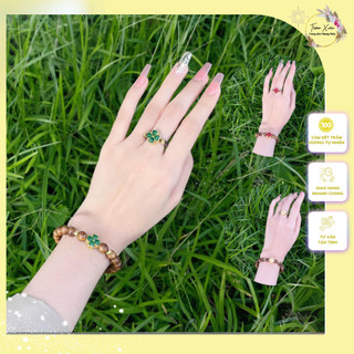  Nhẫn Trầm Hương Mix Cỏ Bốn Lá May Mắn Theo Màu Mệnh 