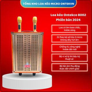 Loa kéo ontekco 8002blutooth di động kèm 2 mic hát karaoke không dây cao cấp - hàng chính hãng