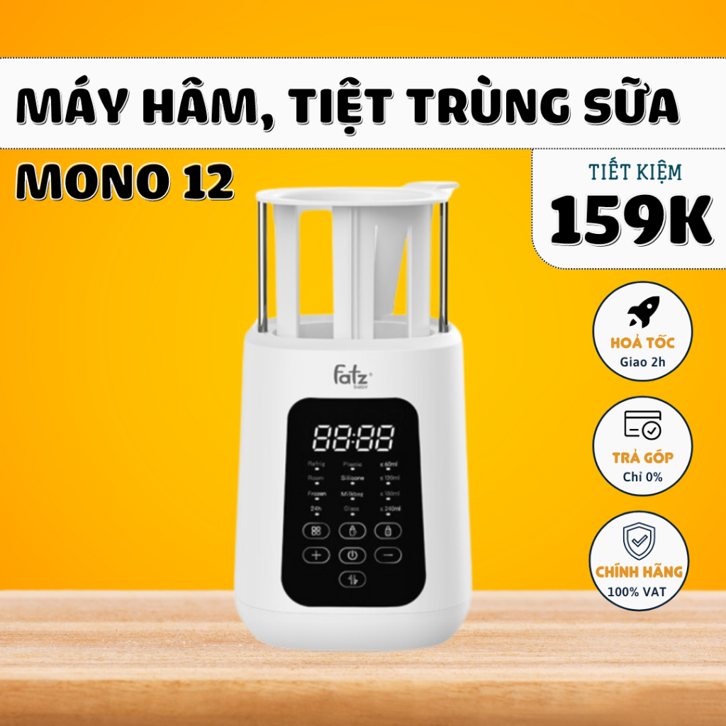 Máy hâm sữa và tiệt trùng Fatz Baby Mono 12 thông minh 4 chức năng - hâm sữa, hâm thức ăn, rã đông..