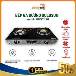 Bếp gas dương Goldsun GGS7010, bếp gas đôi gia đình tiện dụng mặt kính cường lực đánh lửa magneto