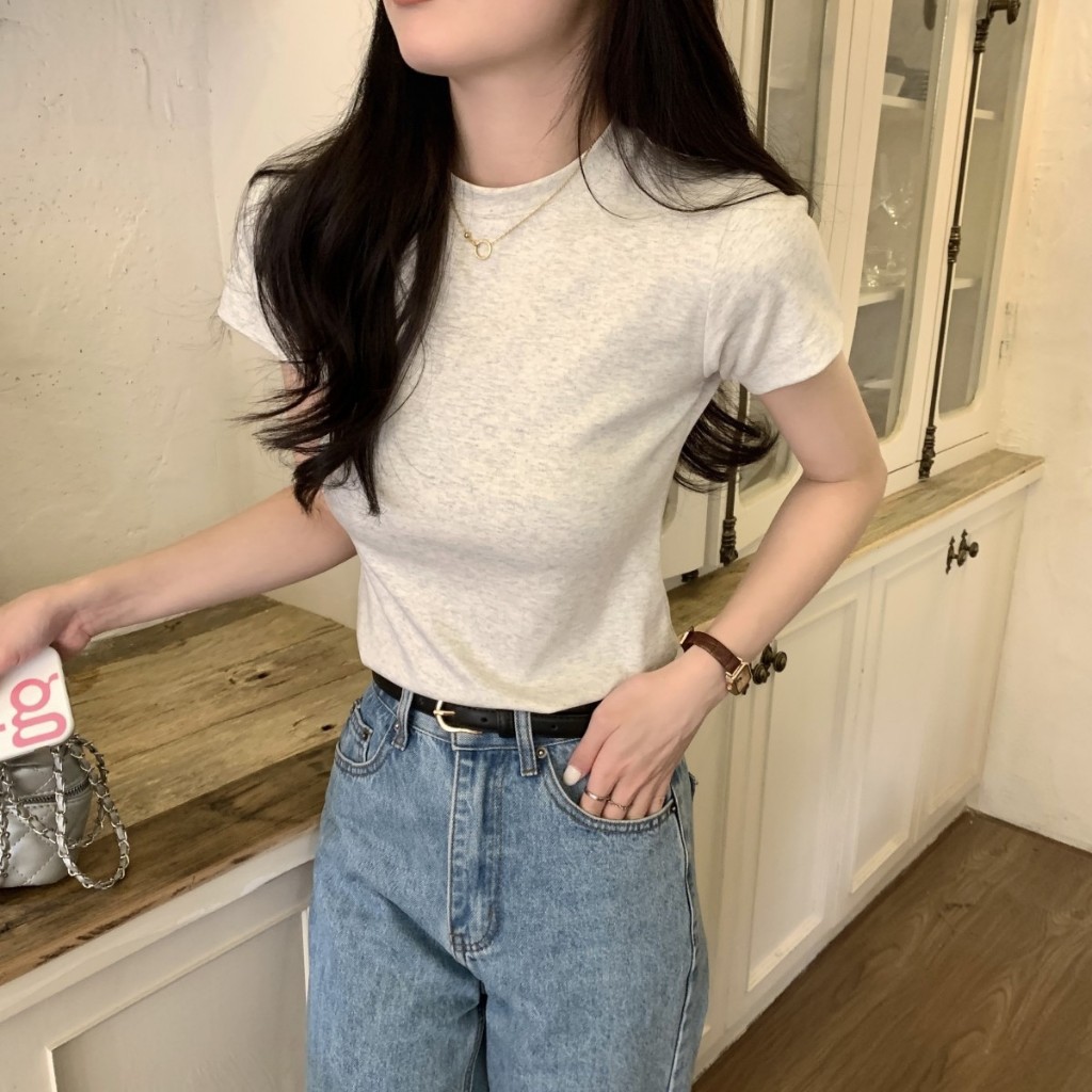 Áo Baby tee Thun Cotton Ôm Body Áo Baby tee Form Ôm Tay Ngắn, Baby tee Basic Thun Midori Shop BT01 | BigBuy360 - bigbuy360.vn