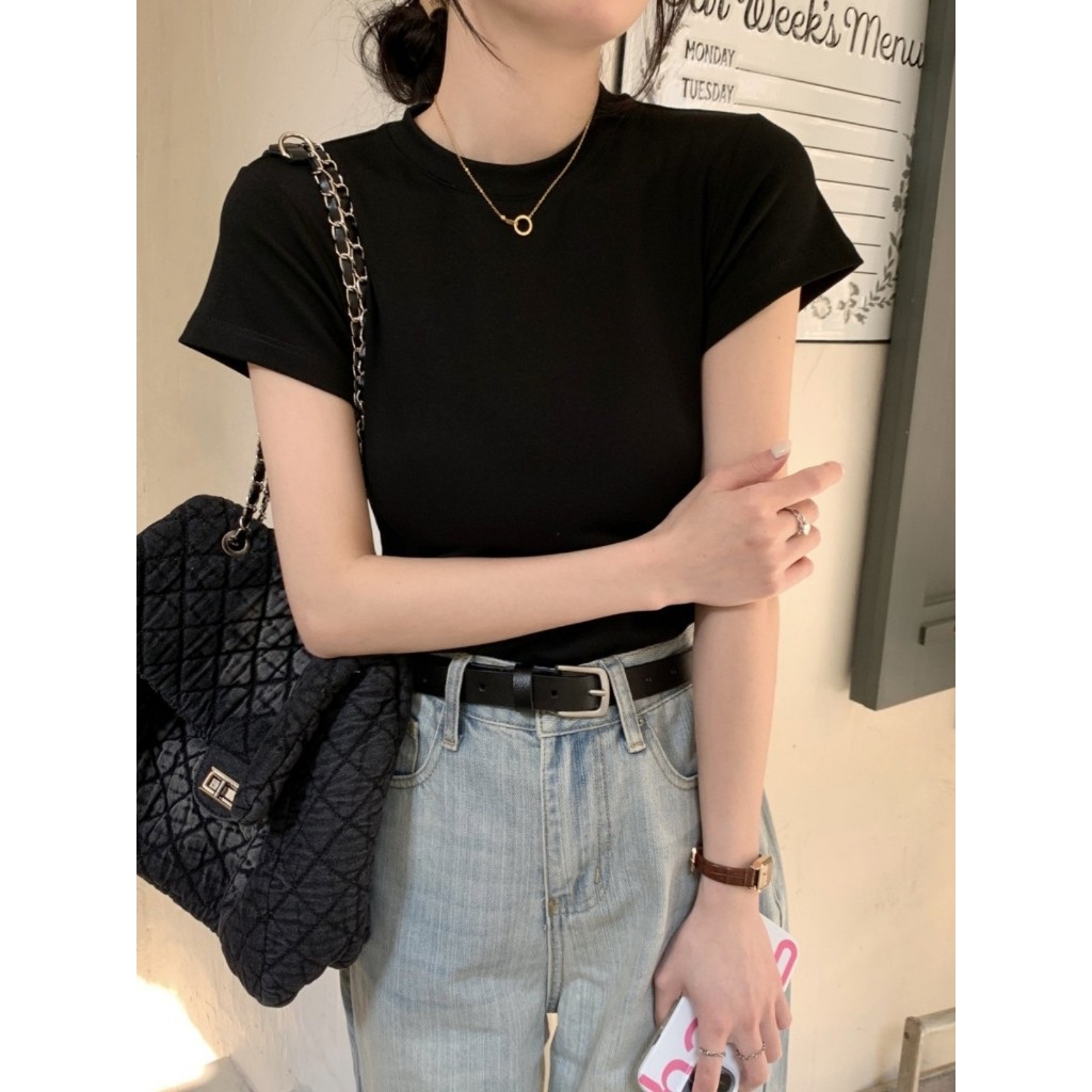 Áo Baby tee Thun Cotton Ôm Body Áo Baby tee Form Ôm Tay Ngắn, Baby tee Basic Thun Midori Shop BT01 | BigBuy360 - bigbuy360.vn