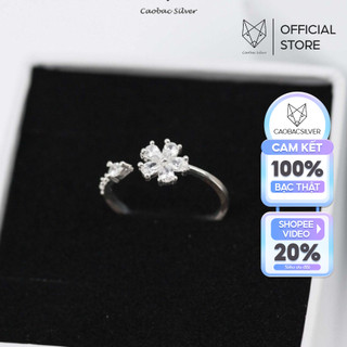 Nhẫn Bạc Ta Nữ CaoBac Silver Mặt Nhẫn Bạc Đính Đá Hình Hoa Năm Cánh Ổ Đá Hở Lấp Lánh Nhẹ Nhàng Làm Quà Lịch Sự
