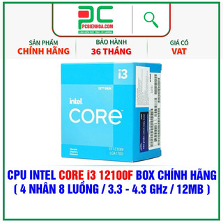 CPU Bộ vi xử lý INTEL CORE I3 12100F NEW BOX chính hãng 36T