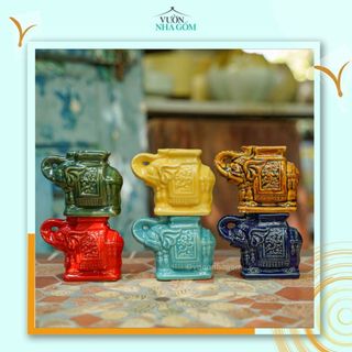 Set 6 con voi đựng tăm đủ màu, voi con trang trí, set quà tặng- Vườn Nhà Gốm