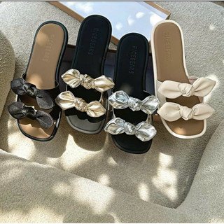 Dép lê quai ngang 2 nơ da mềm đế xịn cao 1cm