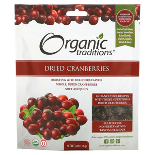 Quả Nam Việt Quất Khô Hữu Cơ Organic Traditions Organic Dried Cranberries, 113g (Trái Cây Khô Hữu Cơ)