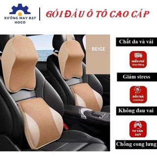 Gối Đầu Ô Tô kèm tựa lưng Hoco bằng cao su non, chống gù lưng, giảm stress khi lái xe đường dài.