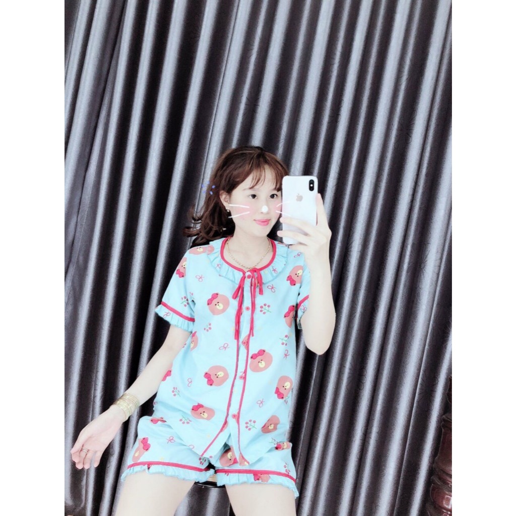 (40-55kg) Đồ bộ đùi pijama kate TNQN. drap gối codipa