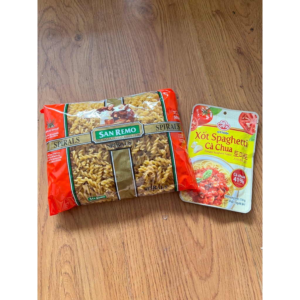 COMBO SỐT 110GR + MÌ NUI XOẮN SANRMO 500GR. Mì Nui Ống Dài, Nui XoắnTúi 500gr Nhập Khẩu Chính Hãng, 