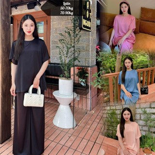Set đồ lam đi chùa nữ LỤA LATIN trơn đính ngọc, quần dài size 1(50-70kg) 2(70-90kg) DL34
