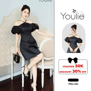 Váy đen mặc đi chơi, đi tiệc, váy thiết kế, đầm nữ Youlie - NV1006