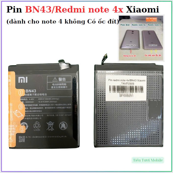 Pin BN43/Redmi Note 4x Xiaomi (Pin mới, đẹp)