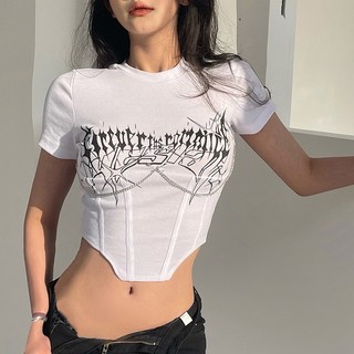 Áo thun baby tee,áo croptop nữ ôm body phối hình in cực hot A67