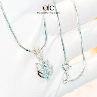 Dây chuyền nữ bạc S925 đính đá CZ Thụy Sỹ QJC cao cấp chống xước xỉn màu thiết kế hồ ly quý phái sang trọng - DB1876XI