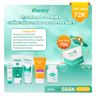 Bộ chăm sóc da mụn & chống nắng trắng da chuyên sâu esunvy - giúp sạch mụn, hết thâm, mờ sẹo, hiệu quả csdmcntd