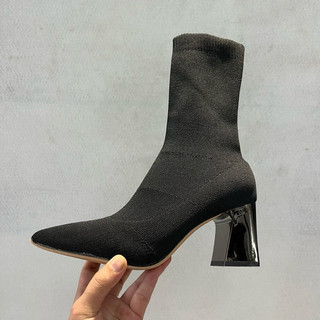 [ Có hình feedback] Boot nữ cổ lửng chất len thời thượng GBN09
