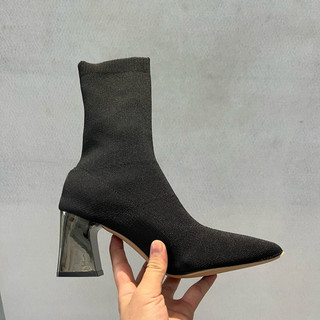 [ Có hình feedback] Boot nữ cổ lửng chất len thời thượng GBN09