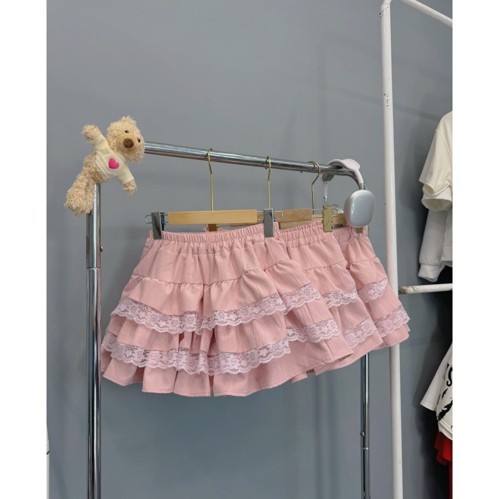 Chân váy tầng phối ren nổi dáng xòe chân váy ngắn xòe siêu xinh cạp thun co giãn CV390 PANOSI | BigBuy360 - bigbuy360.vn