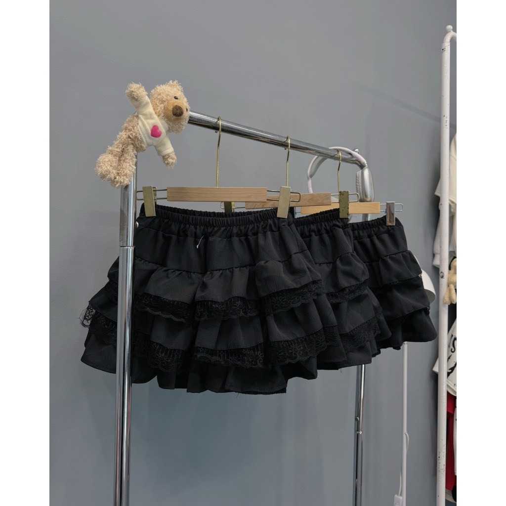 Chân váy tầng phối ren nổi dáng xòe chân váy ngắn xòe siêu xinh cạp thun co giãn CV390 PANOSI | BigBuy360 - bigbuy360.vn