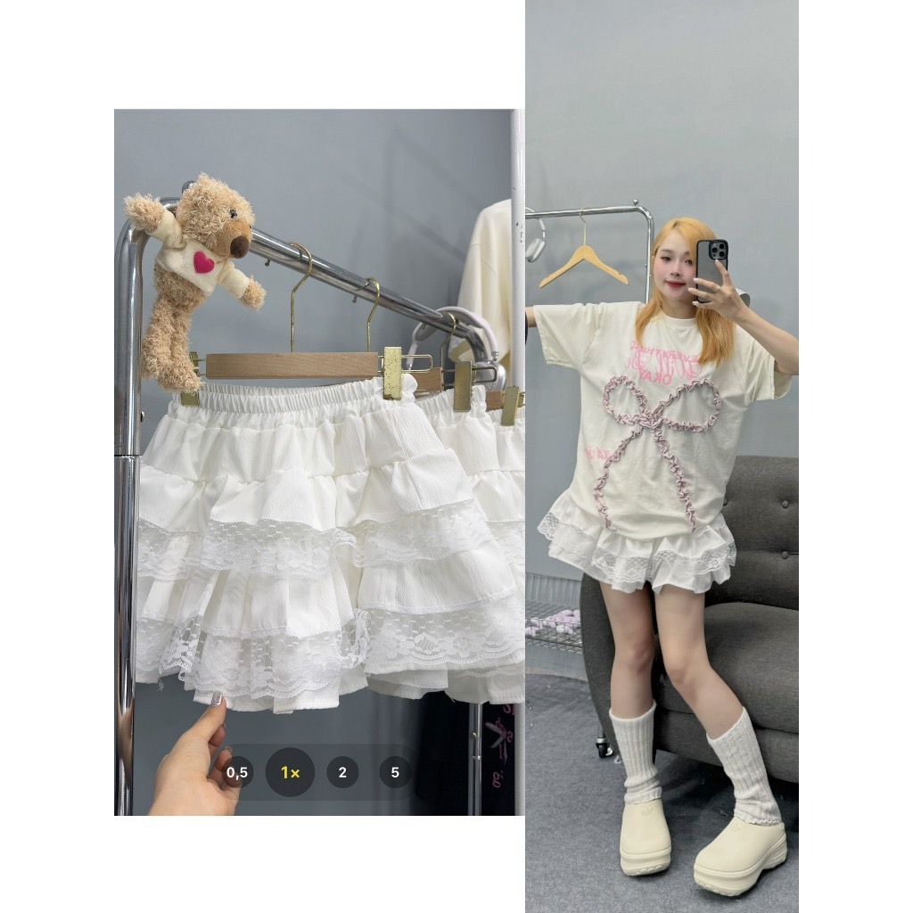 Chân váy tầng phối ren nổi dáng xòe chân váy ngắn xòe siêu xinh cạp thun co giãn CV390 PANOSI | BigBuy360 - bigbuy360.vn