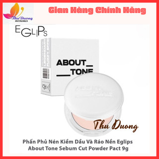 Phấn Phủ Nén Kiềm Dầu Và Ráo Nền Eglips About Tone Sebum Cut Powder Pact 9g_màu trắng mẫu mới