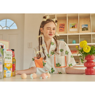 Chính set ngủ hoạ tiết hoa xanh ullala authentic