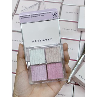 Phấn bắt sáng 4 ô Wakemake Glow Contouring Highlighter Palette