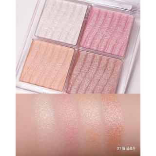 Phấn bắt sáng 4 ô Wakemake Glow Contouring Highlighter Palette