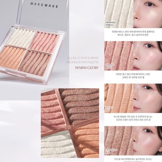 Phấn bắt sáng 4 ô Wakemake Glow Contouring Highlighter Palette