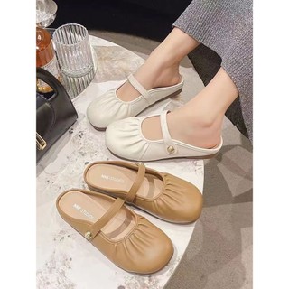 Giày sục mũi nhăn, quai ngang đính ngọc - GOBE - C131