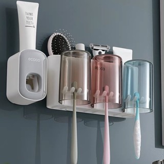 Bộ Nhả Kem Đánh Răng Tự Động, Kệ Để Đồ Phòng Tắm Cao Cấp Ecoco ( Tặng Kèm Miếng Dán ) (NM)