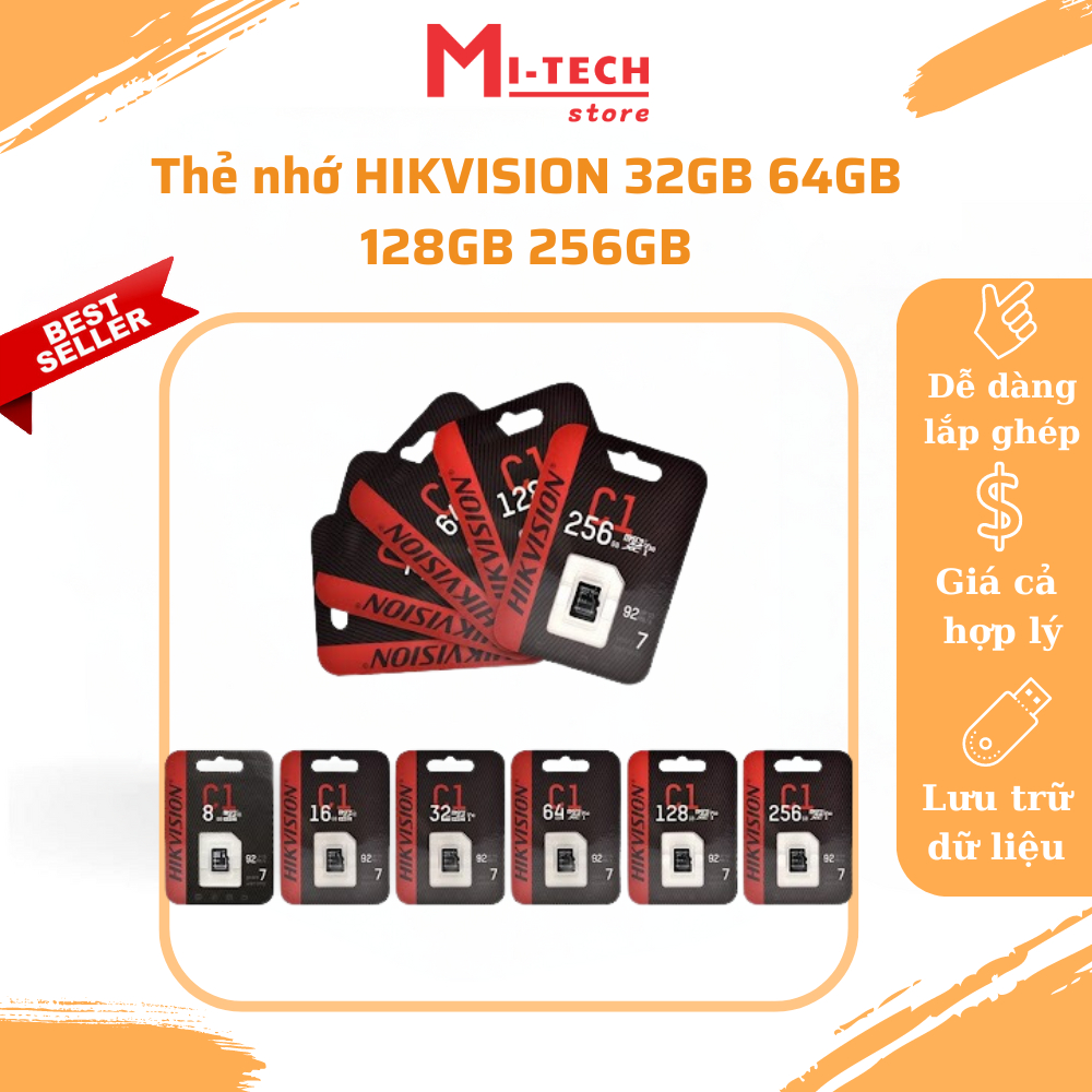 Thẻ nhớ chính hãng HIKVISION 32GB 64GB 128GB 256GB, Bảo hành 5 năm.