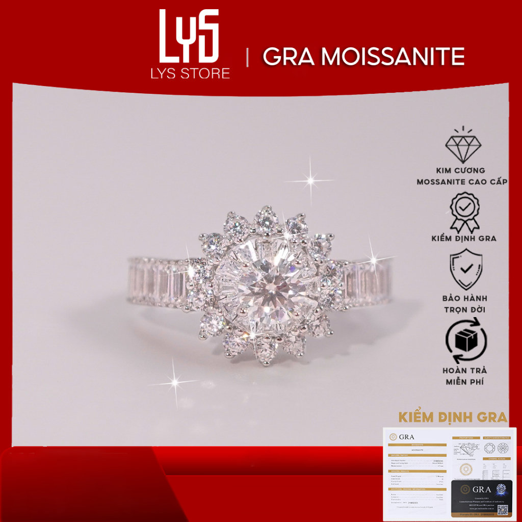 Nhẫn kim cương Moissanite 5 Ly Solitaire Pavéproposal lover DR024 - Kiểm định GRA