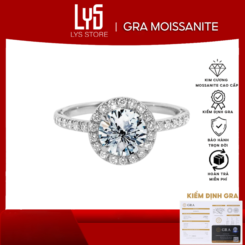 Nhẫn kim cương Moissanite 6 Ly Solitaire Pavéproposal lover DR013 - Kiểm định GRA