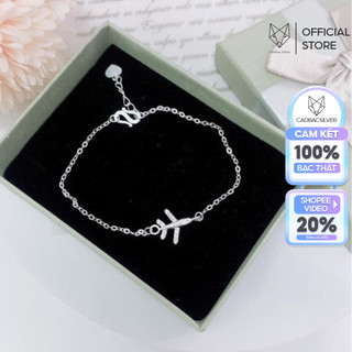 Lắc Tay Bạc Ta CaoBac Jewellery Cho Nữ Đính Đá Lấp Lánh Máy Bay Dây Xích Mảnh