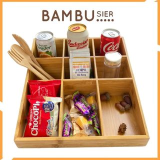 Khay tre chia ngăn đựng ly trà sữa cà phê