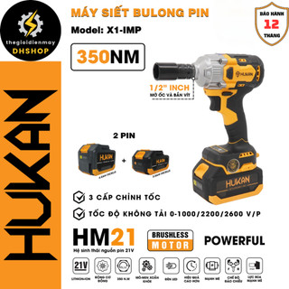 [Chính Hãng] Máy Siết Bulong HUKAN X1-IMP Lực Siết 350nm. Động Cơ Không Chổi Than Siêu Mạnh Mẽ. Đi Kèm 2 Pin Siêu Khỏe.