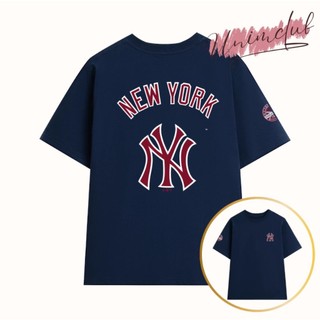Áo Phông NY MLB - Áo Thun Cổ Tròn In Chữ Đỏ Dập Nhiệt 5D Phong Cách Boy Phố Năng Động Trẻ Trung Năng Động
