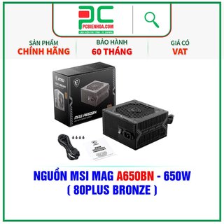 [Mã SPHACL7 giảm 6% đơn 1TR2] NGUỒN MÁY TÍNH MSI MAG A650BN 650W 80 PLUS BRONZE NEW CHÍNH HÃNG