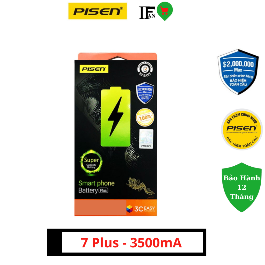 Pin Pisen For iPhone 11 Pro Max 4500mA Dung Lượng Siêu Cao Chính Hãng