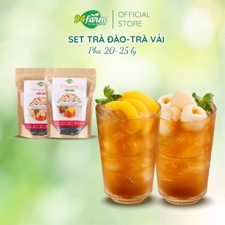 Set trà đào, trà vải 94farm pha 20 ly