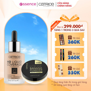 Bộ đôi makeup Catrice kem nền 4 tone da, phấn phủ Catrice che phủ tự nhiên bền màu