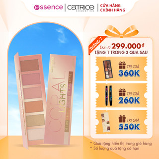 Phấn má hồng Catrice Coral Lights Blush & Highlighter Palette 6 màu tông hồng và bắt sáng 15g
