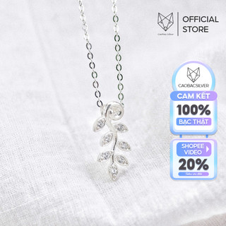 Dây Chuyền Bạc Nữ S925 CaoBac Silver Mặt Lá Đá Dài Dây Xích Họa Tiết Cực Đẹp